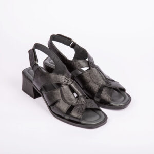 صندل زنانه چرم طبیعی مدل آناویز چرم (مشکی)