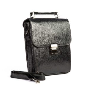 کیف دستی و دوشی چرم طبیعی مدل آناویز چرم (فلوتر - مشکی)